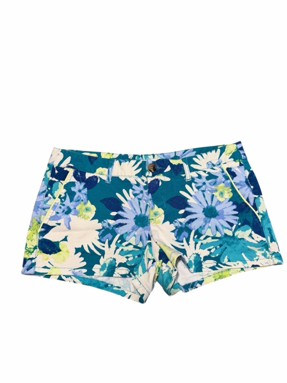 Mossimo Floral Low Rise Shorts Size 6 Small Blue Green Summer Stretch
